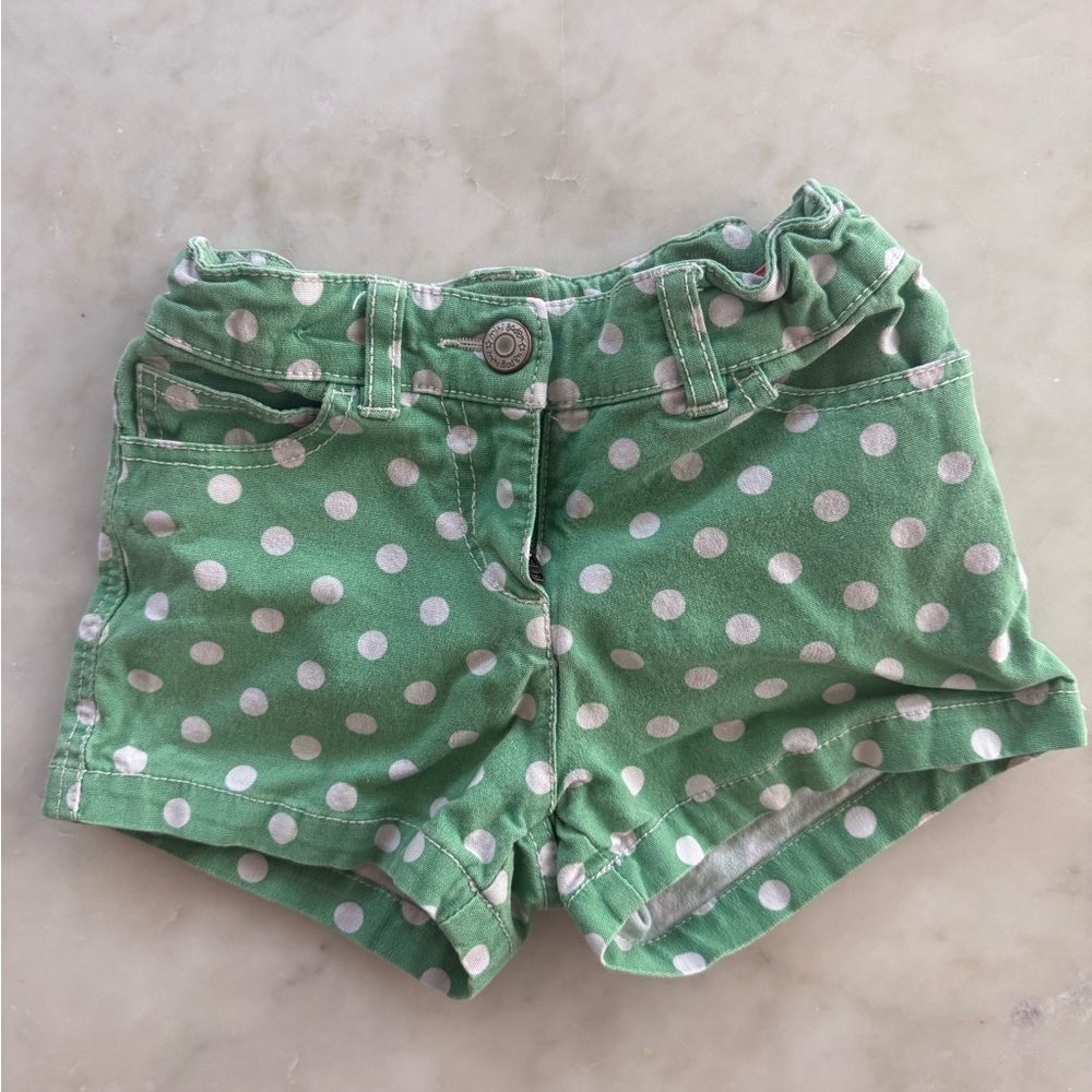 Mini Boden green polka dot shorts